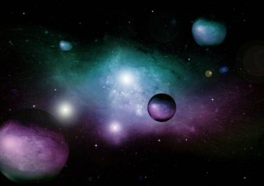 Uzak bir galaksideki yıldızlar, toz ve gaz bulutsusu