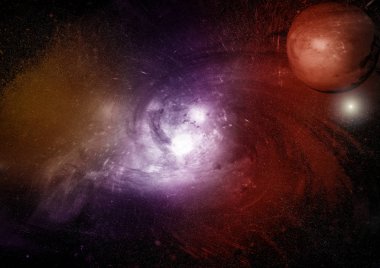 Uzak bir galaksideki yıldızlar, toz ve gaz bulutsusu