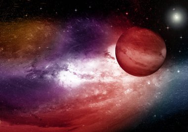 Uzak bir galaksideki yıldızlar, toz ve gaz bulutsusu