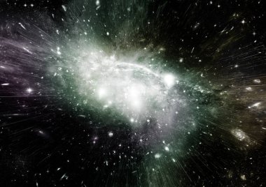 Uzak bir galaksideki yıldızlar, toz ve gaz bulutsusu