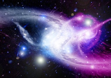 Uzak bir galaksideki yıldızlar, toz ve gaz bulutsusu