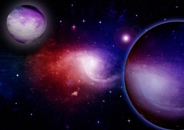 Uzak bir galaksideki yıldızlar, toz ve gaz bulutsusu