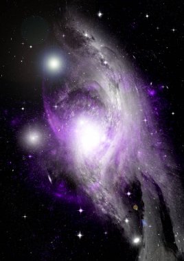 Uzak bir galaksideki yıldızlar, toz ve gaz bulutsusu