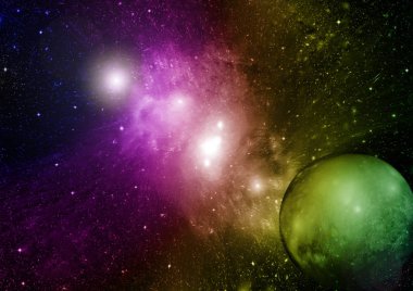 Uzak bir galaksideki yıldızlar, toz ve gaz bulutsusu