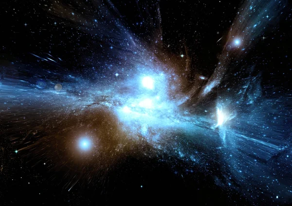 Uzak bir galaksideki yıldızlar, toz ve gaz bulutsusu — Stok fotoğraf