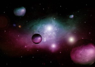 Uzak bir galaksideki yıldızlar, toz ve gaz bulutsusu