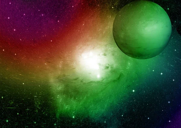 Uzak bir galaksideki yıldızlar, toz ve gaz bulutsusu