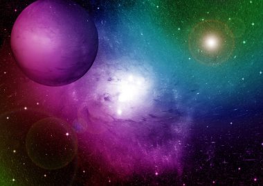 Uzak bir galaksideki yıldızlar, toz ve gaz bulutsusu