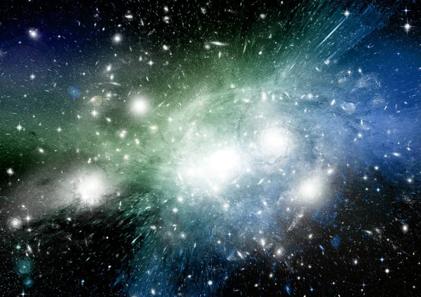 Uzak bir galaksideki yıldızlar, toz ve gaz bulutsusu