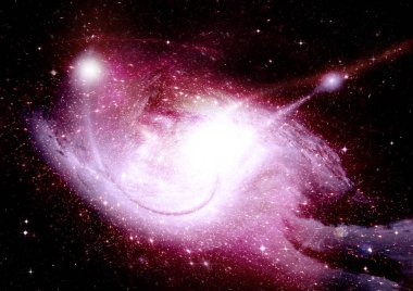 Uzak bir galaksideki yıldızlar, toz ve gaz bulutsusu