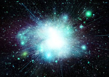 Uzak bir galaksideki yıldızlar, toz ve gaz bulutsusu