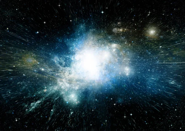 Uzak bir galaksideki yıldızlar, toz ve gaz bulutsusu