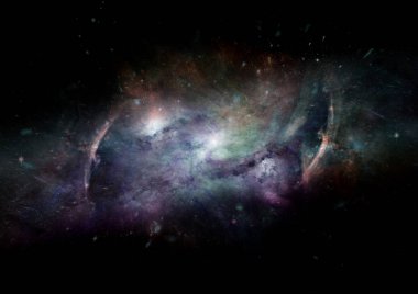 Uzak bir galaksideki yıldızlar, toz ve gaz bulutsusu