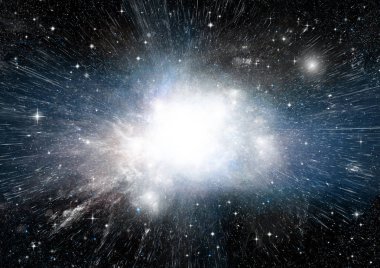 Uzak bir galaksideki yıldızlar, toz ve gaz bulutsusu