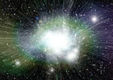 Uzak bir galaksideki yıldızlar, toz ve gaz bulutsusu