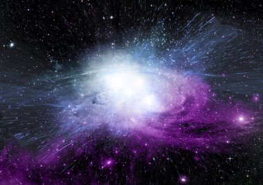 Uzak bir galaksideki yıldızlar, toz ve gaz bulutsusu