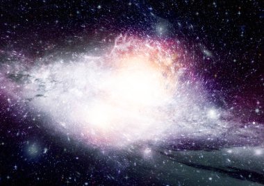 Uzak bir galaksideki yıldızlar, toz ve gaz bulutsusu