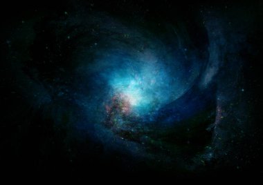 Uzak bir galaksideki yıldızlar, toz ve gaz bulutsusu