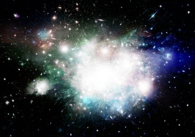 Uzak bir galaksideki yıldızlar, toz ve gaz bulutsusu
