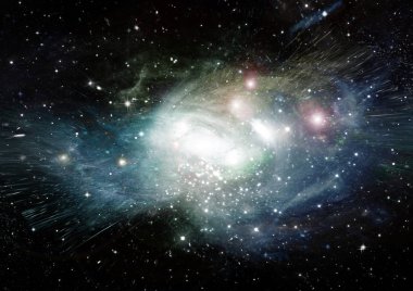 Uzak bir galaksideki yıldızlar, toz ve gaz bulutsusu