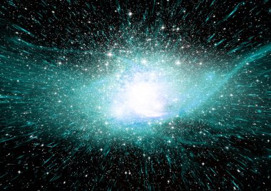 Uzak bir galaksideki yıldızlar, toz ve gaz bulutsusu