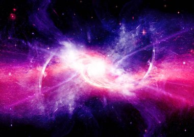 Uzak bir galaksideki yıldızlar, toz ve gaz bulutsusu