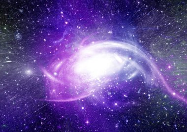 Uzak bir galaksideki yıldızlar, toz ve gaz bulutsusu