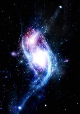 Uzak bir galaksideki yıldızlar, toz ve gaz bulutsusu