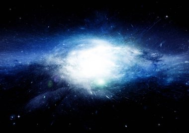 Uzak bir galaksideki yıldızlar, toz ve gaz bulutsusu