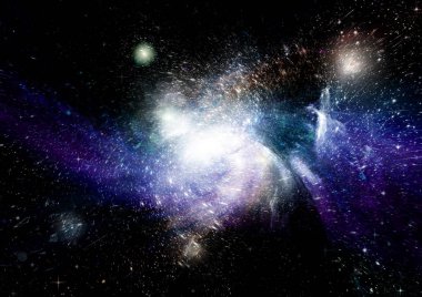 Uzak bir galaksideki yıldızlar, toz ve gaz bulutsusu