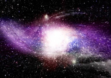 Uzak bir galaksideki yıldızlar, toz ve gaz bulutsusu