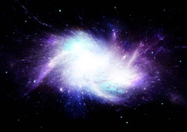 Uzak bir galaksideki yıldızlar, toz ve gaz bulutsusu