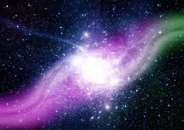 Uzak bir galaksideki yıldızlar, toz ve gaz bulutsusu