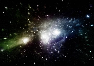 Uzak bir galaksideki yıldızlar, toz ve gaz bulutsusu