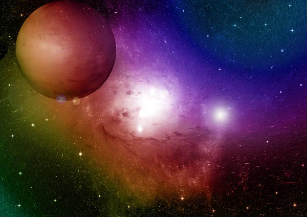 Uzak bir galaksideki yıldızlar, toz ve gaz bulutsusu