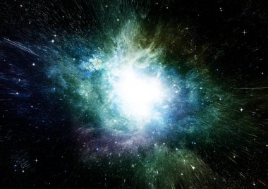 Uzak bir galaksideki yıldızlar, toz ve gaz bulutsusu