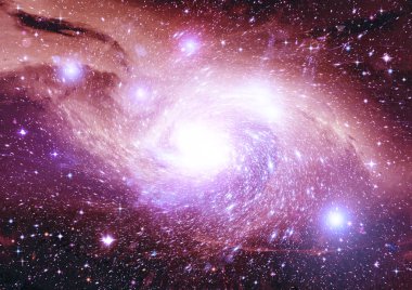 Uzak bir galaksideki yıldızlar, toz ve gaz bulutsusu