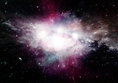 Uzak bir galaksideki yıldızlar, toz ve gaz bulutsusu