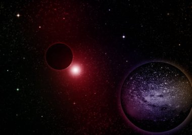 Uzak bir galaksideki yıldızlar, toz ve gaz bulutsusu