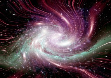 Boş bir alanda galaksi. 3B görüntüleme