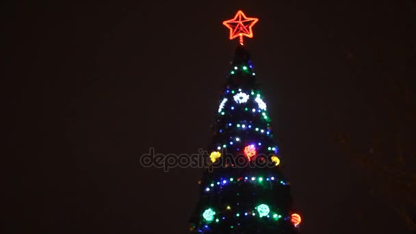 Absztrakt kerek bokeh háttérben fény karácsonyfa — Stock videók