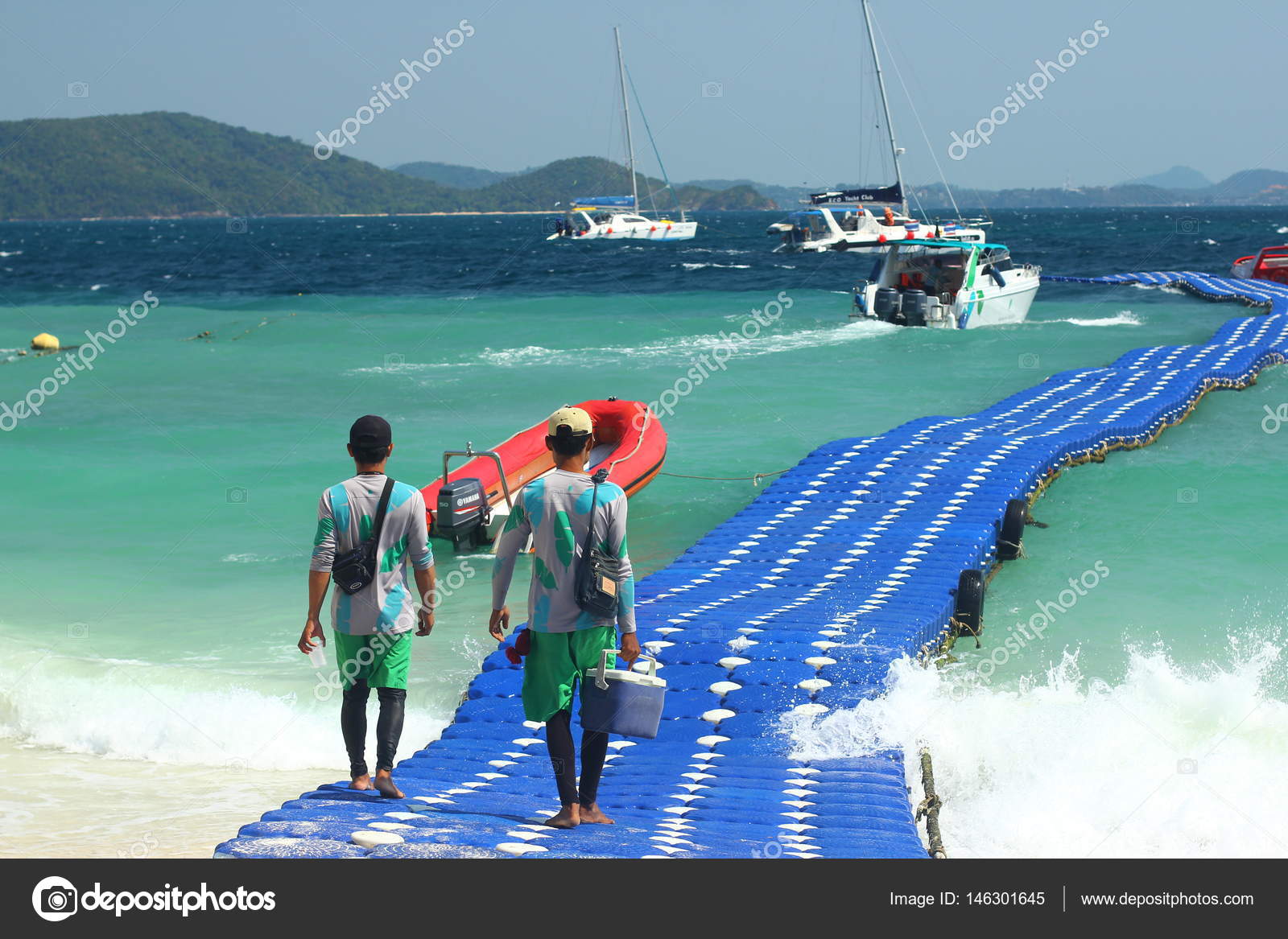 Phuket Thailand March 09 Seascape With Colorful Boats At