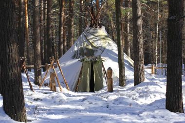 Yurt in the winter wood clipart