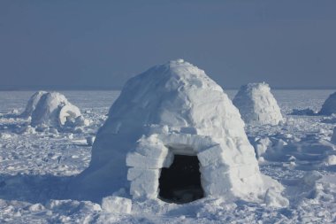 Eskimolar kış konut. Igloo. Eskimolar Köyü.  