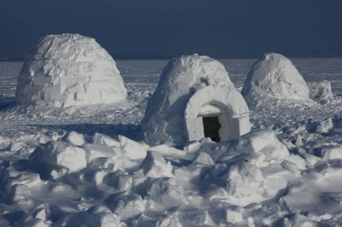 Eskimolar kış konut. Igloo. Eskimolar Köyü.  