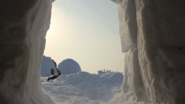 Eskimolar kış konut. Igloo. Eskimolar Köyü.