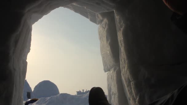 Abitazione Invernale Degli Eschimesi Igloo Villaggio Eschimese — Video Stock