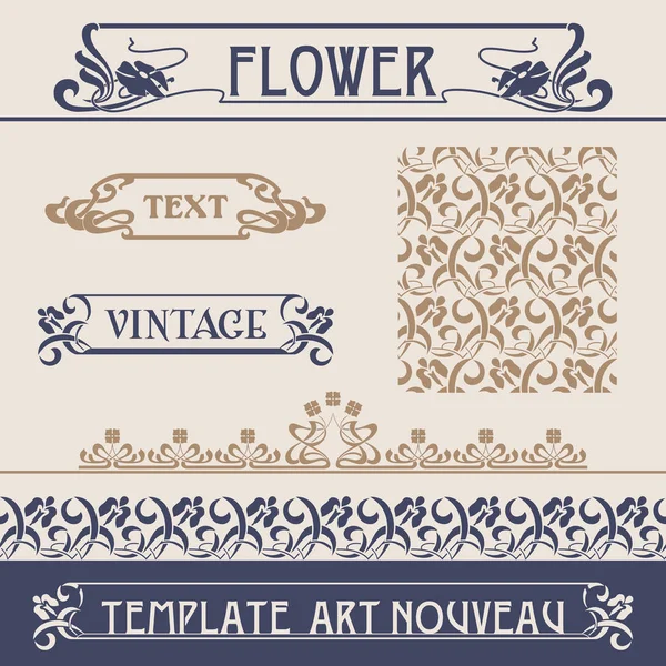 Set Vettori Art Nouveau Sacco Elementi Utili Impreziosire Layout — Vettoriale Stock