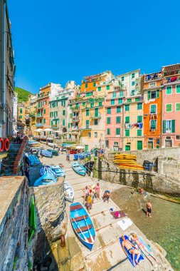 Cinque Terre, Liguria, İtalya 'da Riomaggiore.