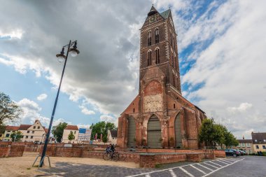 Wismar'daki Saint Mary Kilisesi (Marienkirche), Nordwestmecklenburg bölgesi, Mecklenburg-Vorpommern eyaleti, Kuzey Almanya.